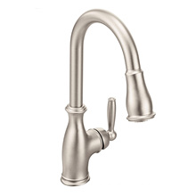 One-Handle Stainless Steel Brushed Nickel Pull Down Kitchen Sink Faucet with Pull Out Sprayer Wras CE Certified EN1111 Standard